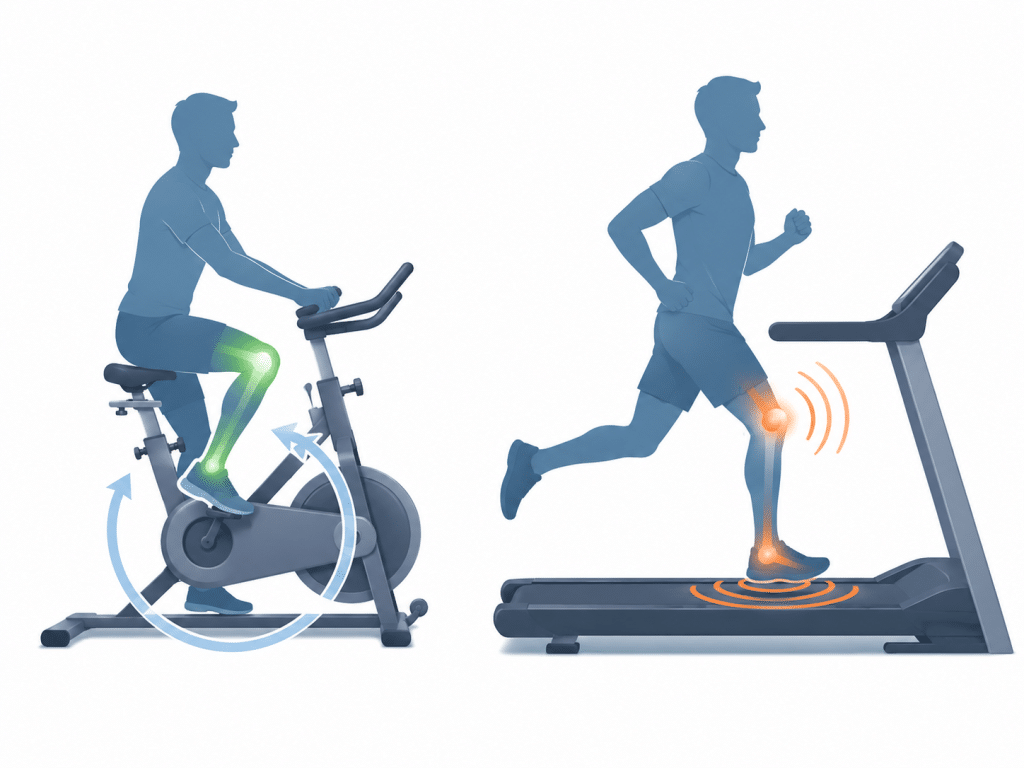 Impact articulaire - velo appartement vs tapis course
